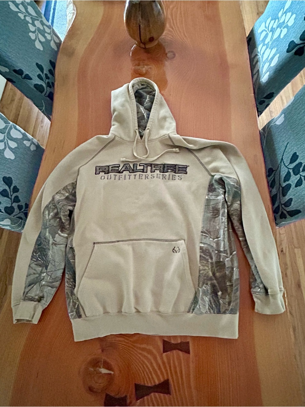 Realtree Outfitters Series Men's Hooded Sweatshirt - Tan with Camo Panels